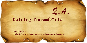 Quiring Annamária névjegykártya